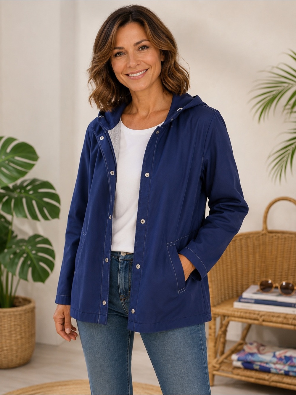 #101 Sag Harbor Blue Hooded Utility Jacket (no draw string)